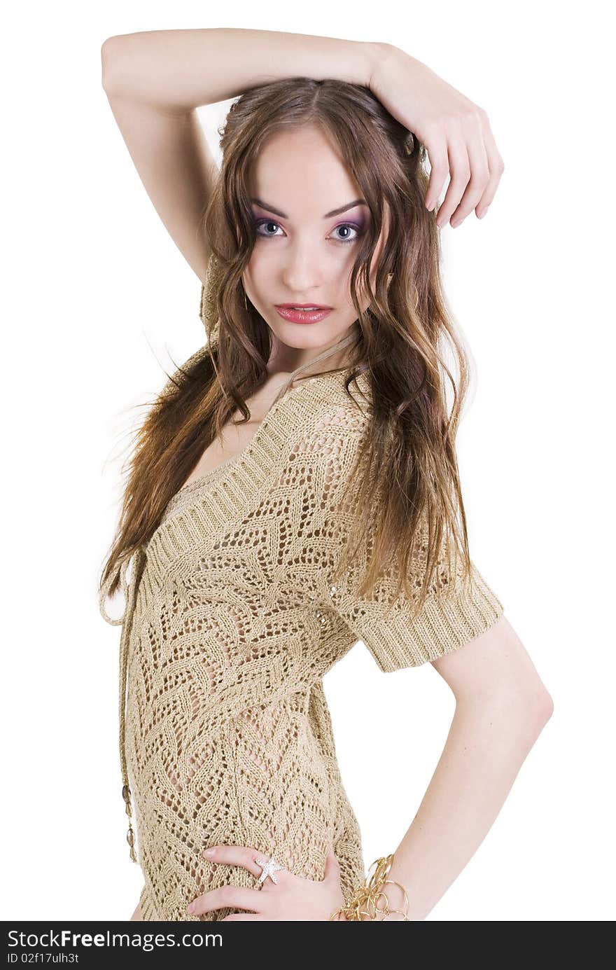 Studio portrait of beautiful girls in summer clothes