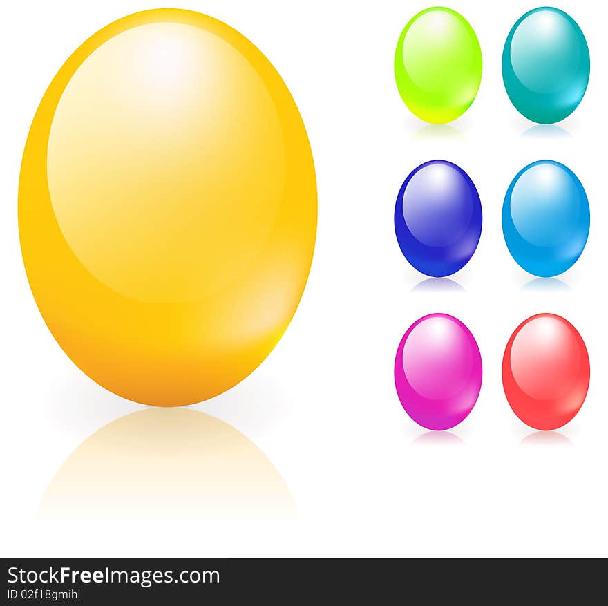 Beautiful multicolor easter eggs on white