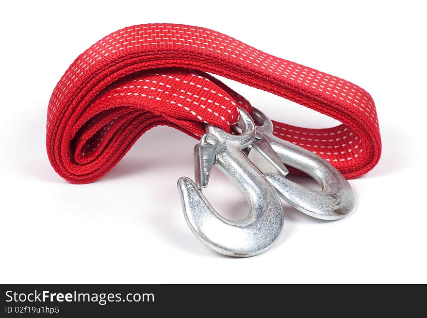 Belt with hooks isolated on a white background shadow below. Belt with hooks isolated on a white background shadow below.