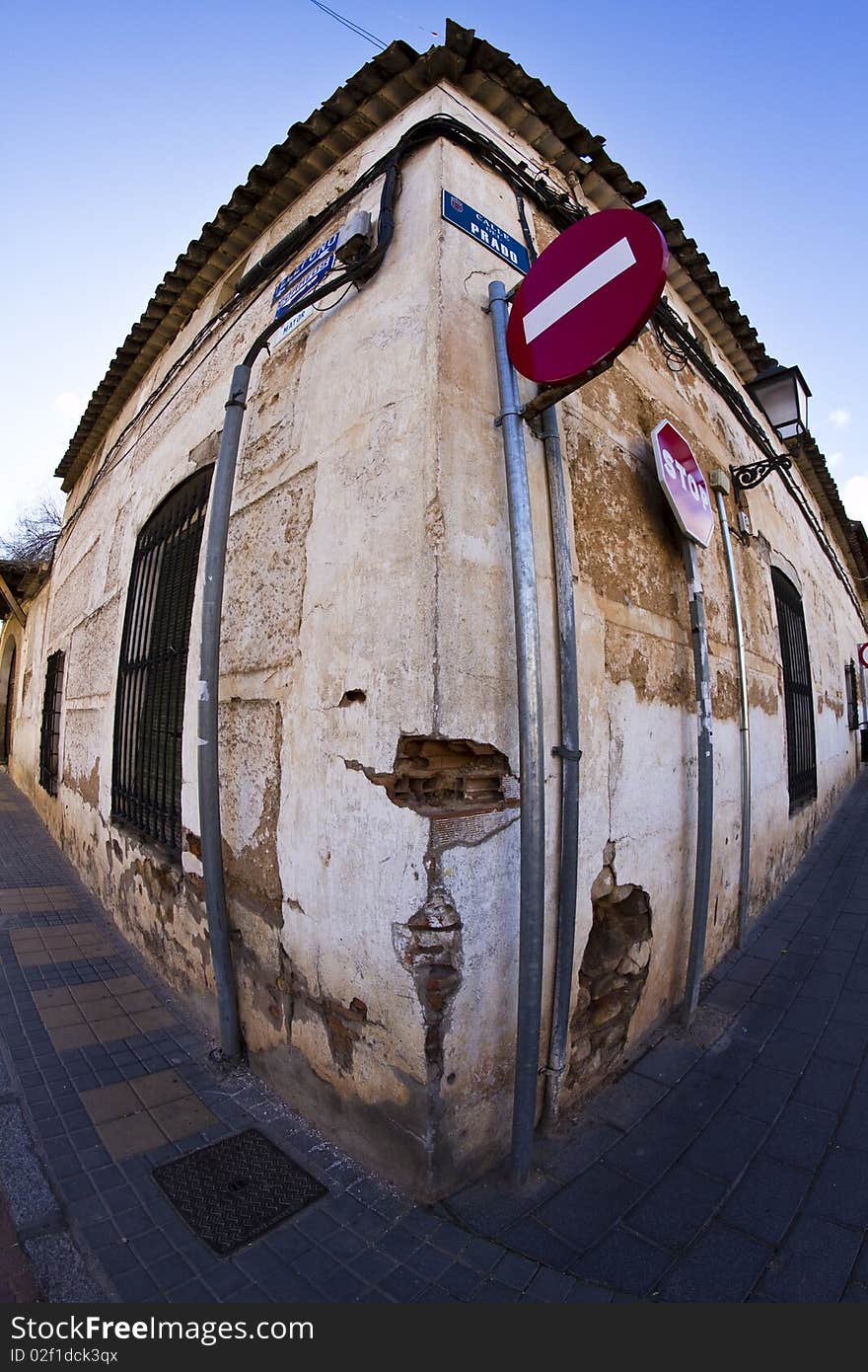 Old architecture, urban street and corner.