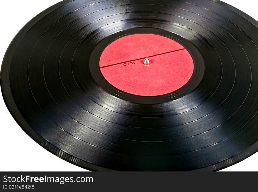 Vinyl 33rpm record with red label