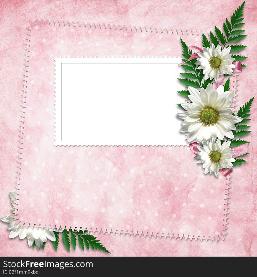 Card for the holiday  with flowers on the abstract background