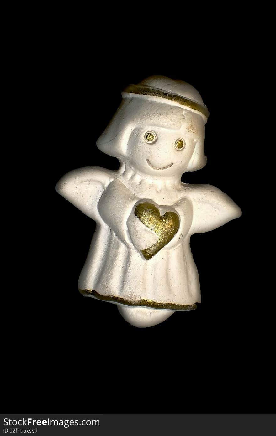 Angel with a heart on a black background