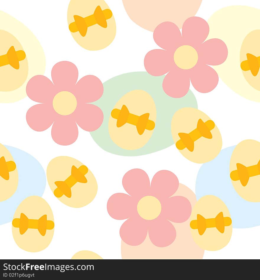 Seamless Easter Pattern With Eggs And Flowers