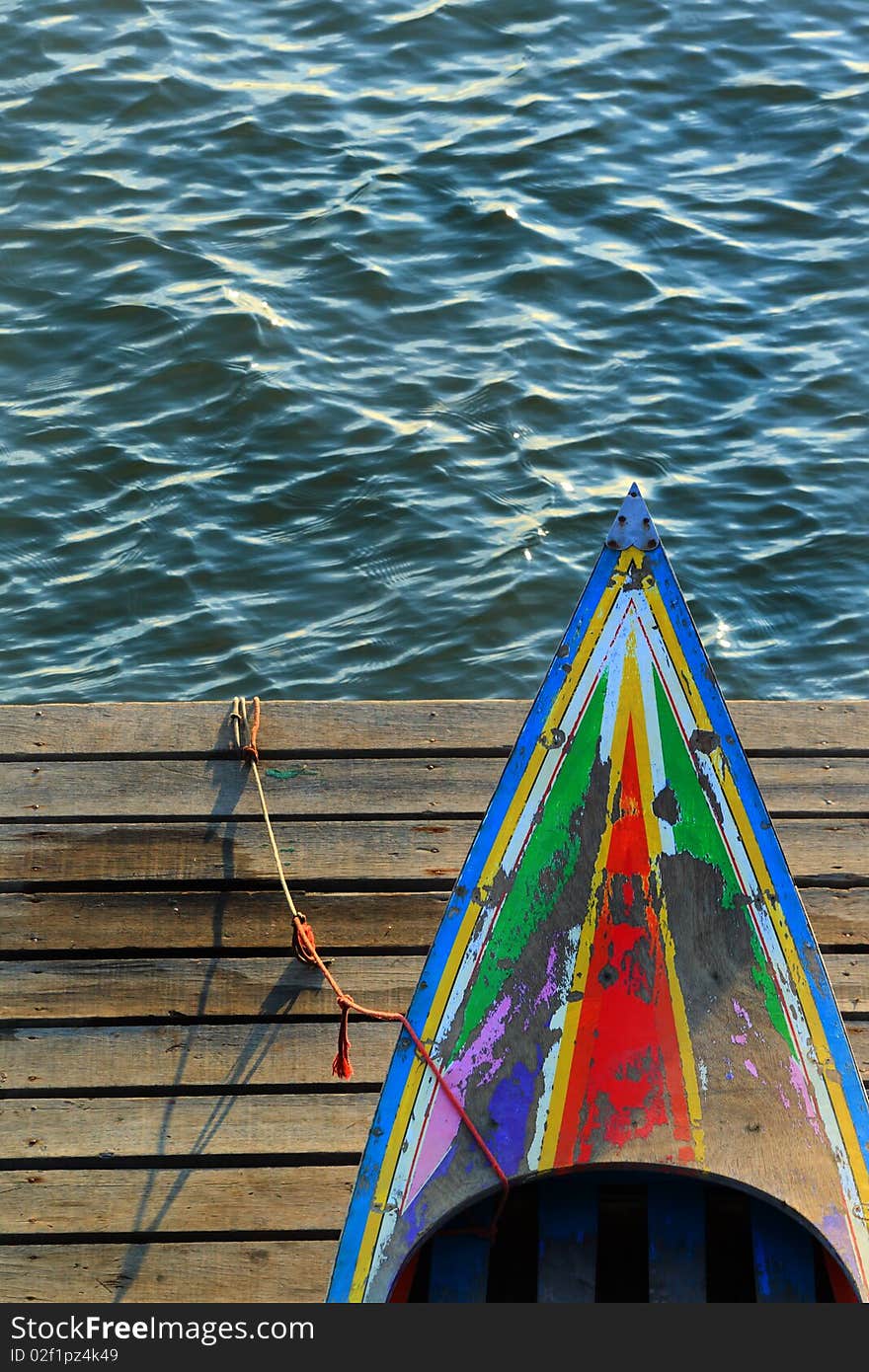 Old boat on pontoon