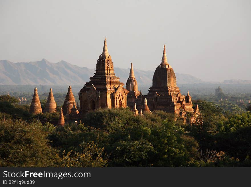 Ancient Shwezigon Pagoda: The many pagodas and stupas across the Bagan landscape were built between 849 and 1287 when there existed a relatively peaceful Buddhist kingdom. Photo taken in January, 2009. Ancient Shwezigon Pagoda: The many pagodas and stupas across the Bagan landscape were built between 849 and 1287 when there existed a relatively peaceful Buddhist kingdom. Photo taken in January, 2009.