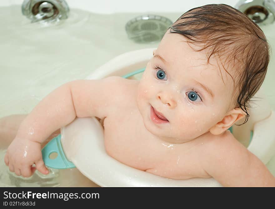 Cute Little Boy In A Bath