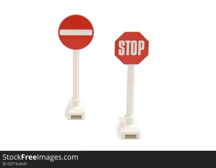 Road signs on a white background