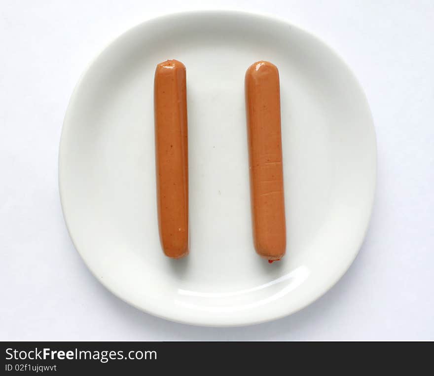 Two sausages on a plate