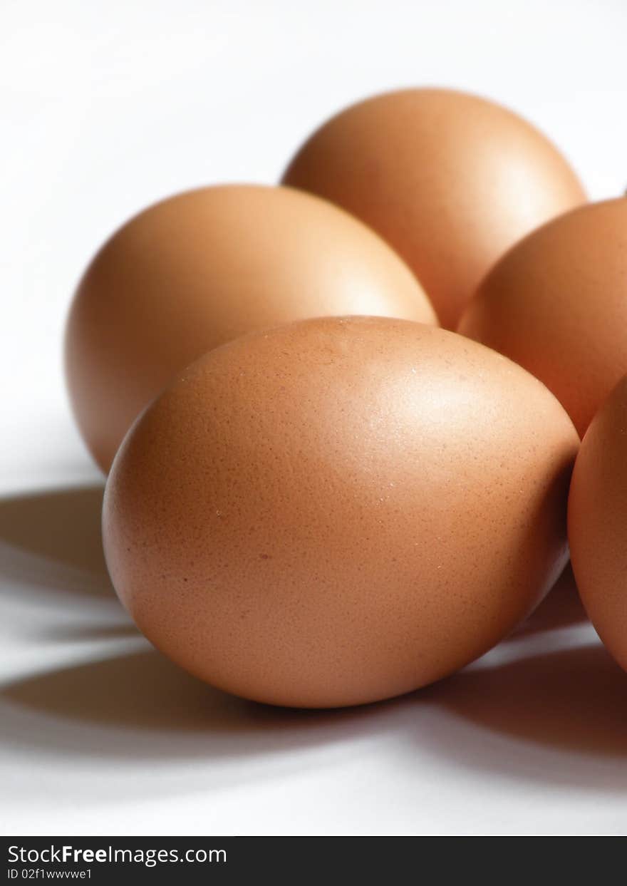 Eggs on a white background