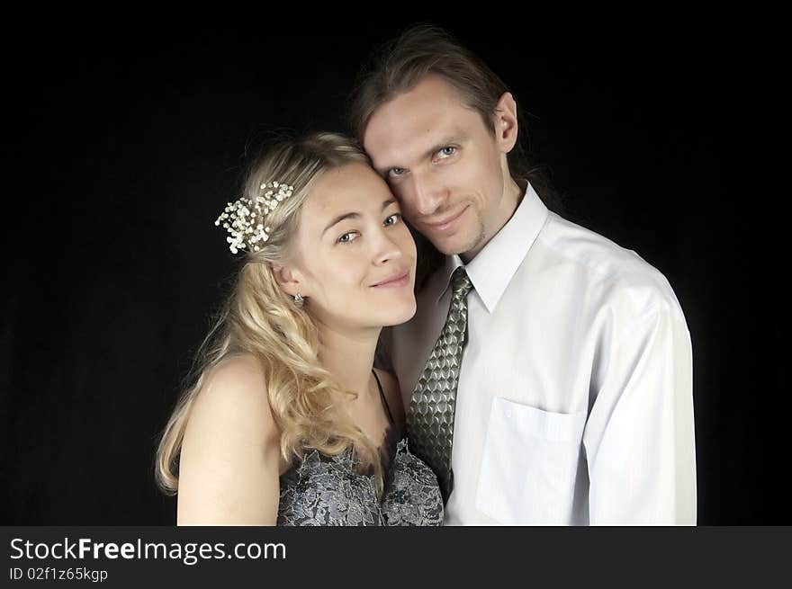 Romantic wedding picture, studio portrait