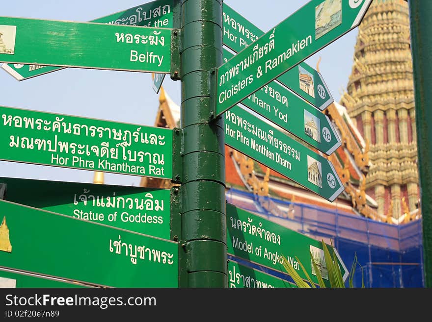 Road guide in Bangkok, Thailand