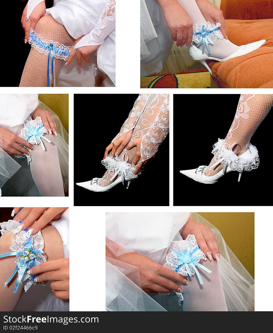 Wedding garter from the bride on leg