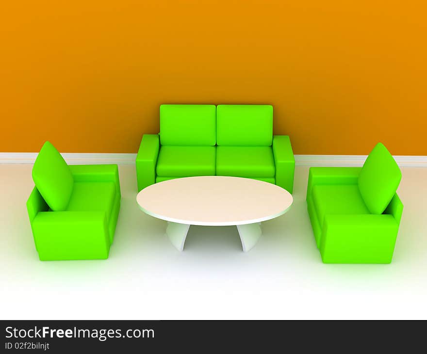 Room with sofa. 3D rendering image