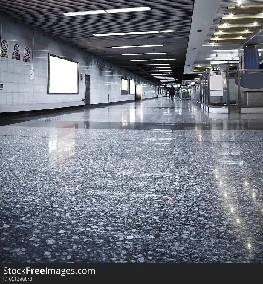 Scene of the subway station, hall of the modern building.