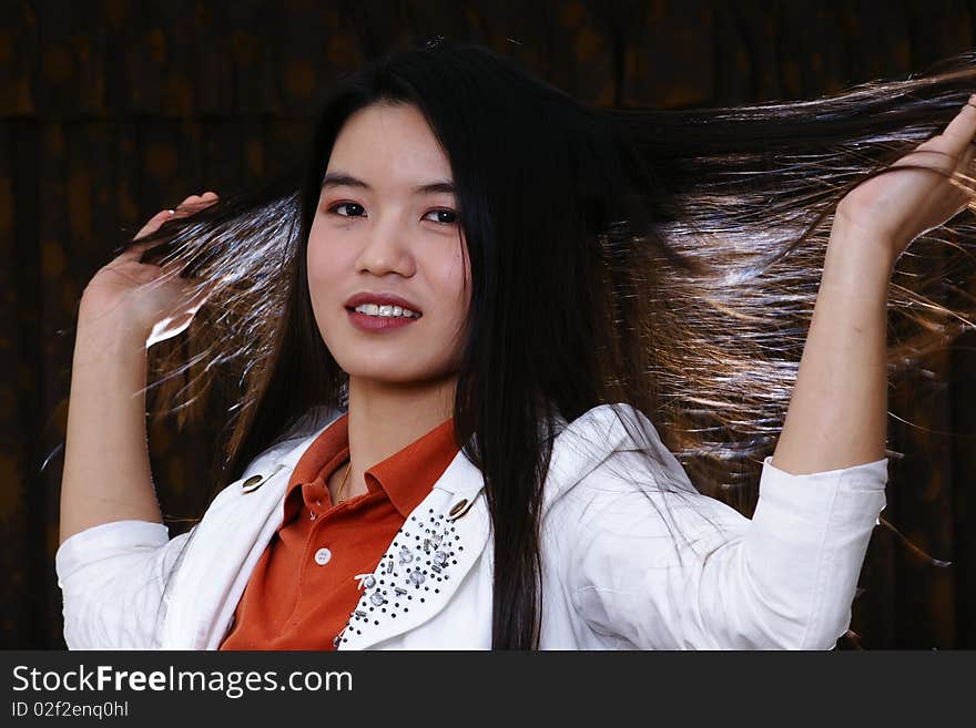 Office woman long hair portrait