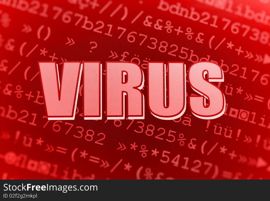 Illustration showing a virus inside a code, on red background. Illustration showing a virus inside a code, on red background.