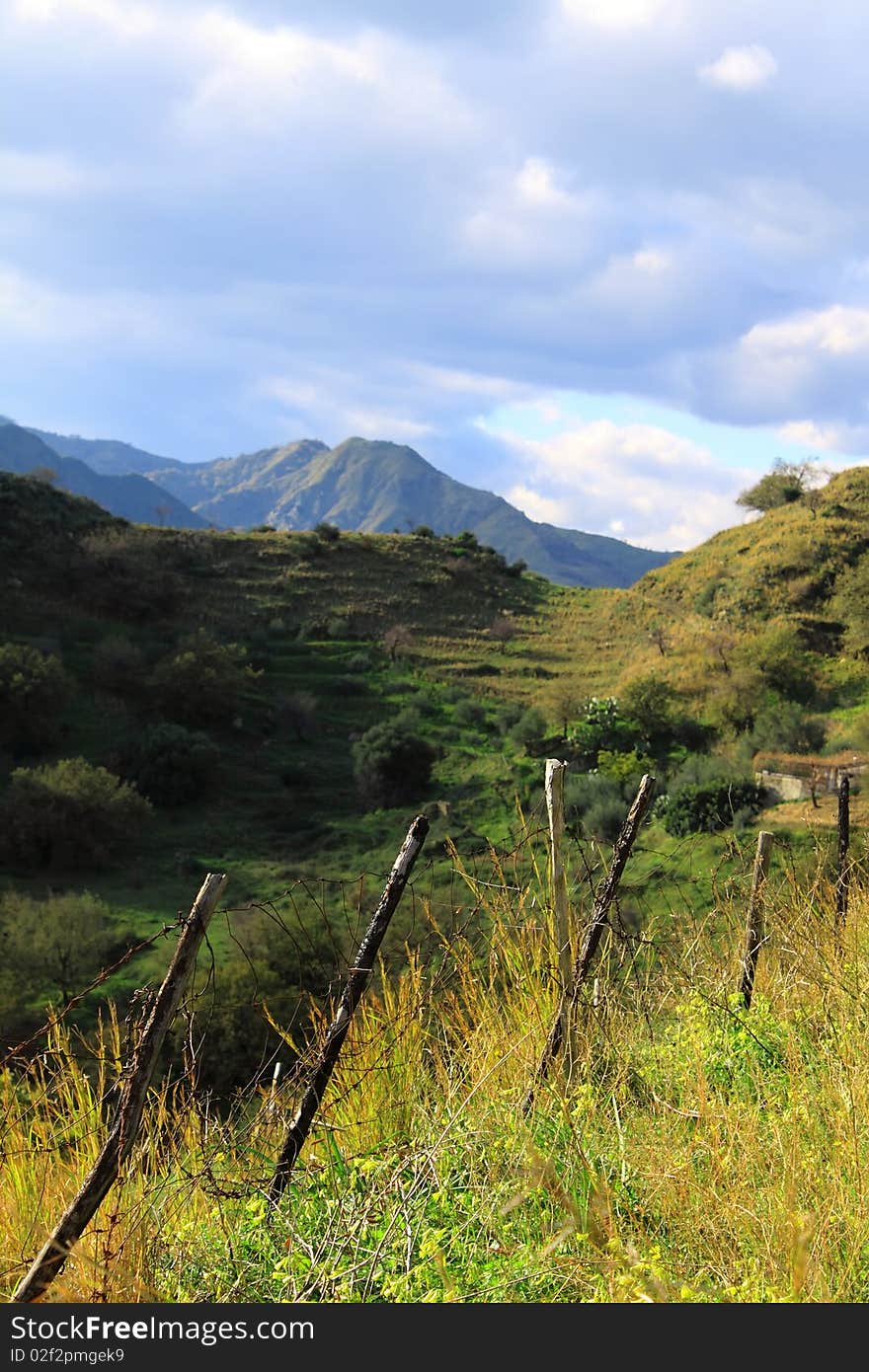 Photo of green valley in mountain in Sicily. Photo of green valley in mountain in Sicily