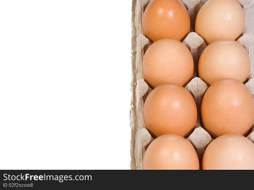 Eggs in protective container with reflection. Eggs in protective container with reflection