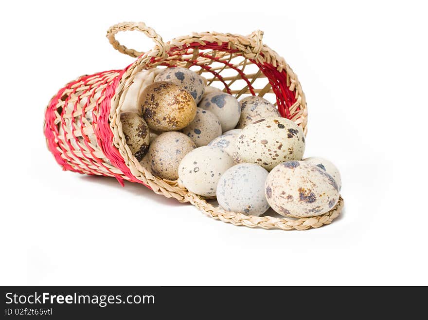 Quail Eggs In A Straw Basket