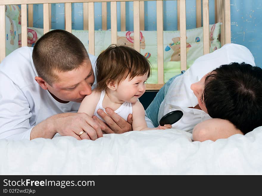 Family home - father, mother and little daughter