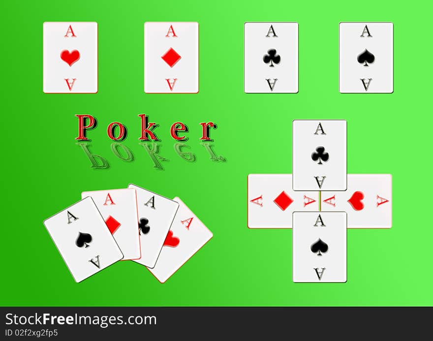 Poker cards, the four aces