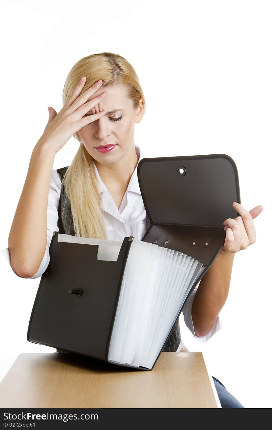 Portrait of businesswoman with folder