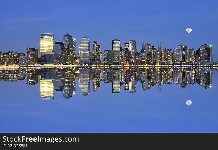 Downtown Manharttan photographed after sunset. Downtown Manharttan photographed after sunset