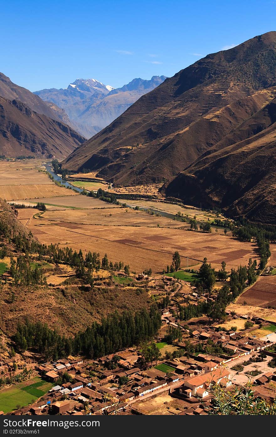 View of historic Inca sacred velley in Peru, South America. View of historic Inca sacred velley in Peru, South America