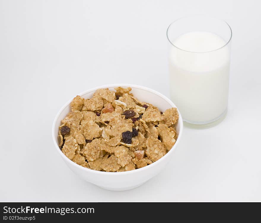 Flakes and  glass  of milk/Concept for health, diet