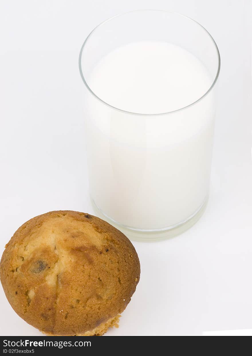 Glass With Milk And Cake