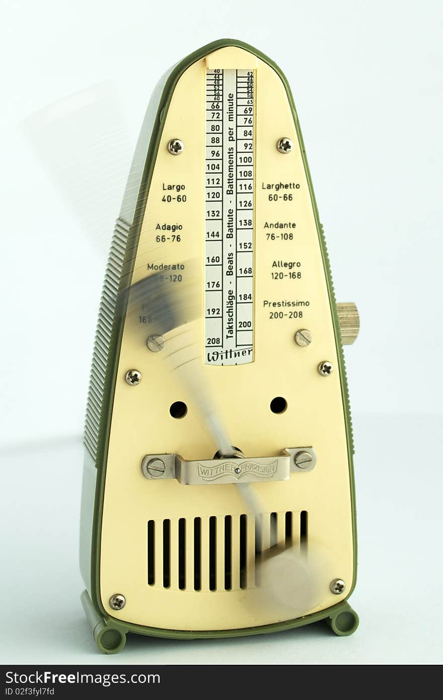 Antique green & yellow Wittner Taktell mechanical metronome. Antique green & yellow Wittner Taktell mechanical metronome