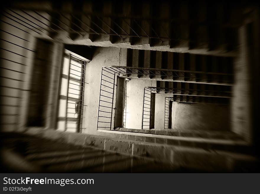 Stairs and floors interior of building house