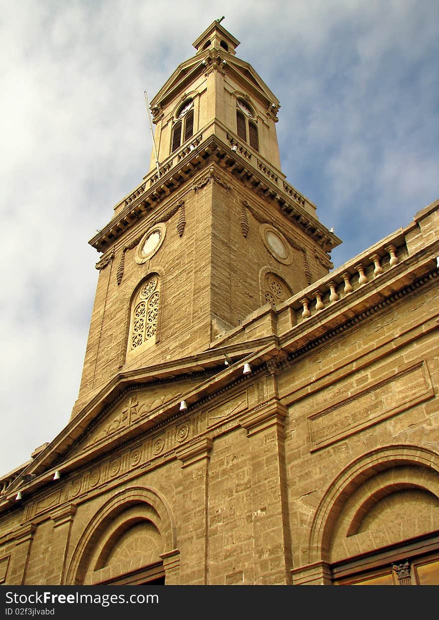 Bottom perspective of an ancient church. Bottom perspective of an ancient church.