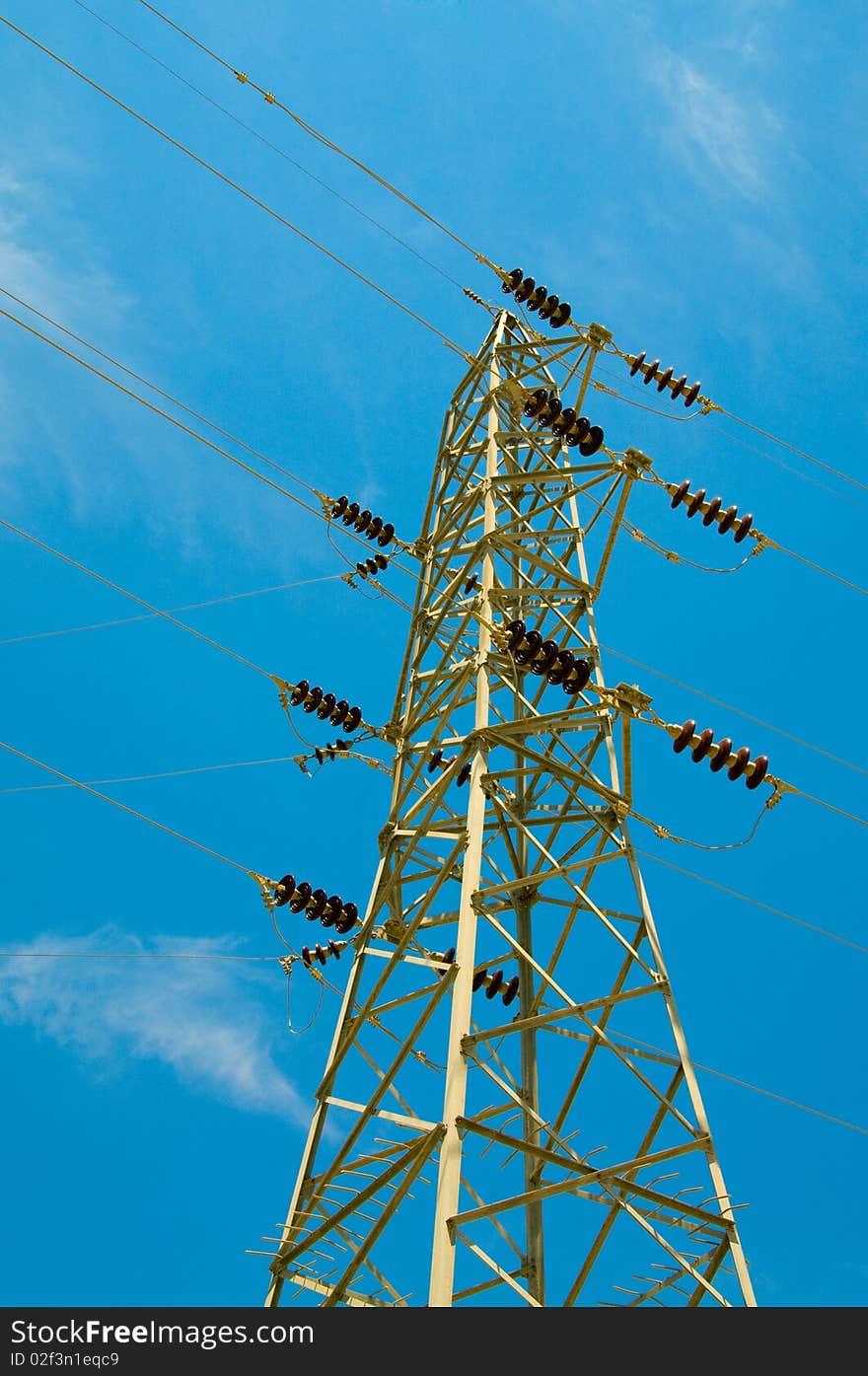 Electrical tower on a background of the clear blue sky. Electrical tower on a background of the clear blue sky.