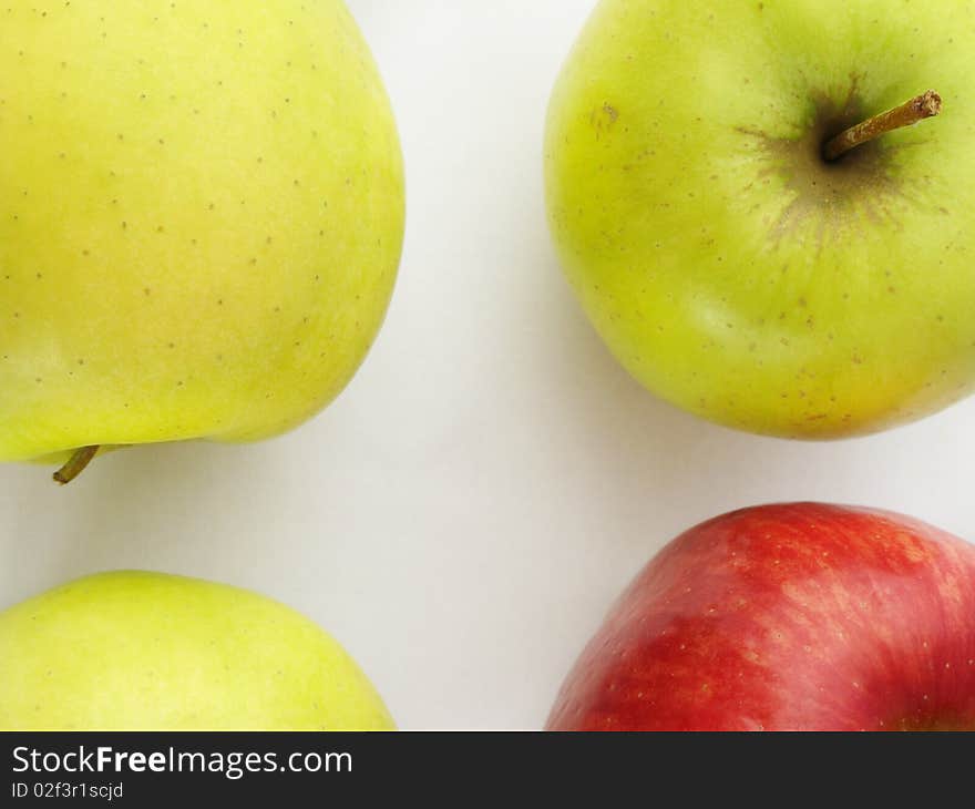 Green, yellow and red apples.