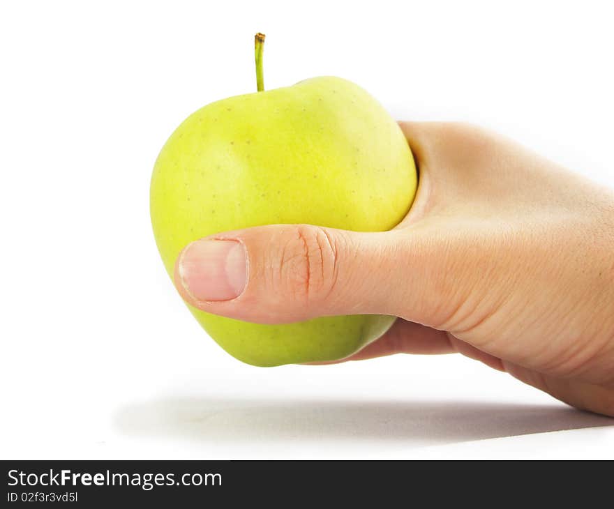 Take the yellow apple. Isolated on white.