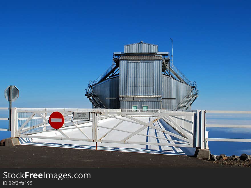 Telescope at Rocke de Los Muchachos, La Palma, Spain. Telescope at Rocke de Los Muchachos, La Palma, Spain