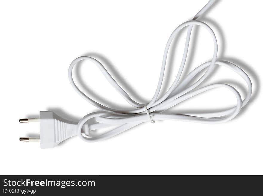 Modern gray electric plug and cable isolated on white background with clipping path