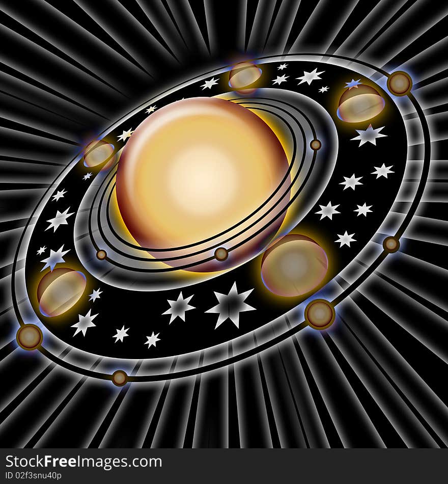 Pattern in the manner of planet with rings. Pattern in the manner of planet with rings