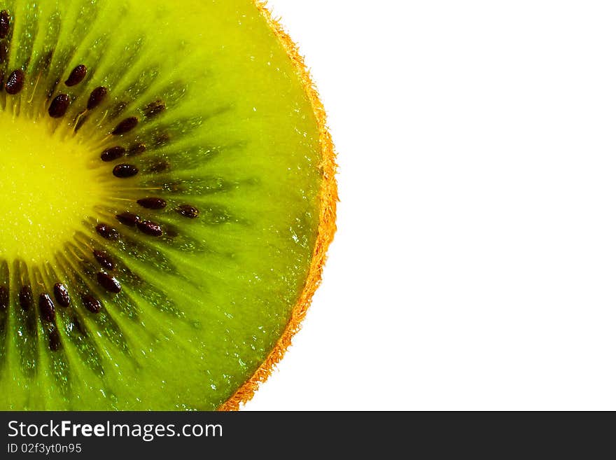 Half a kiwi fruit isolated on white