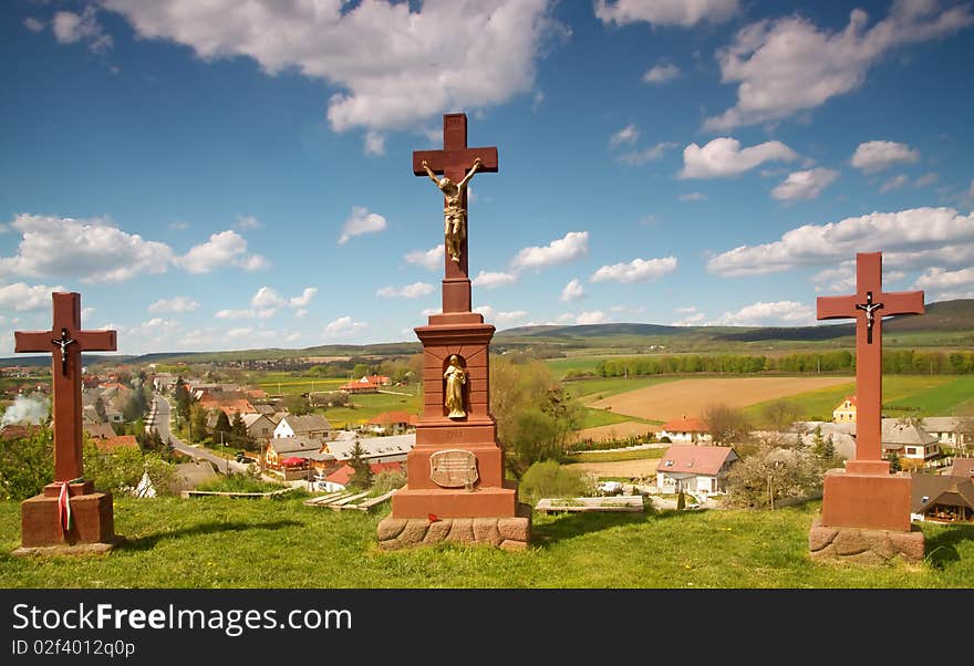 Crosses above the village