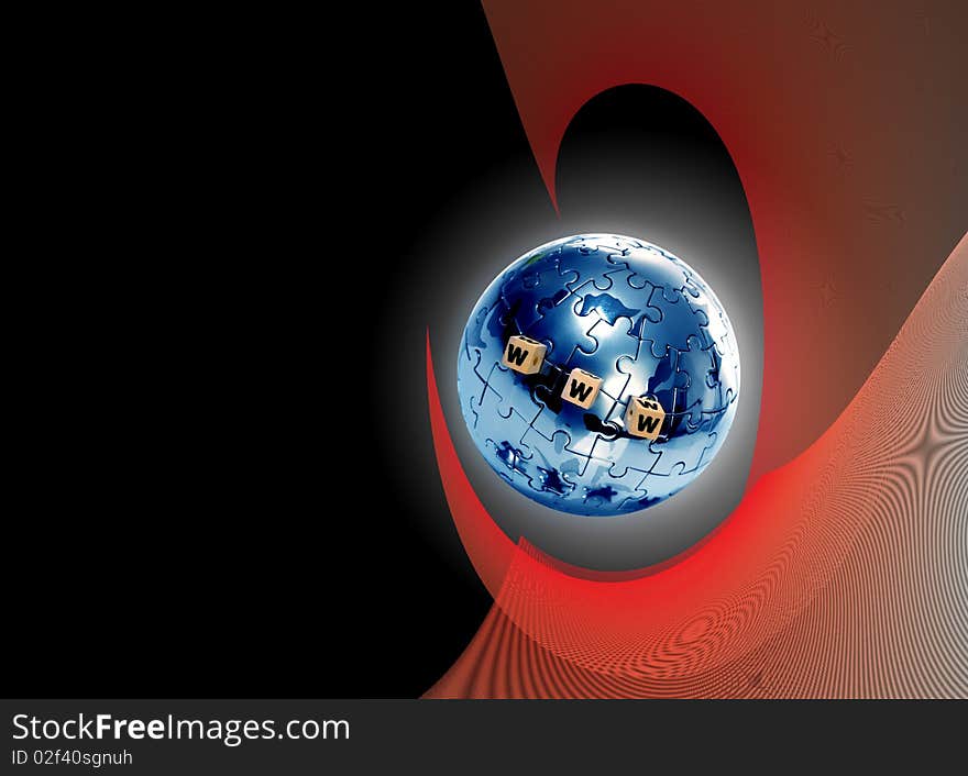 Globe puzzle on  abstract  background