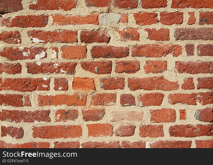 Abstract background with old brick wall in orizontal orientation.