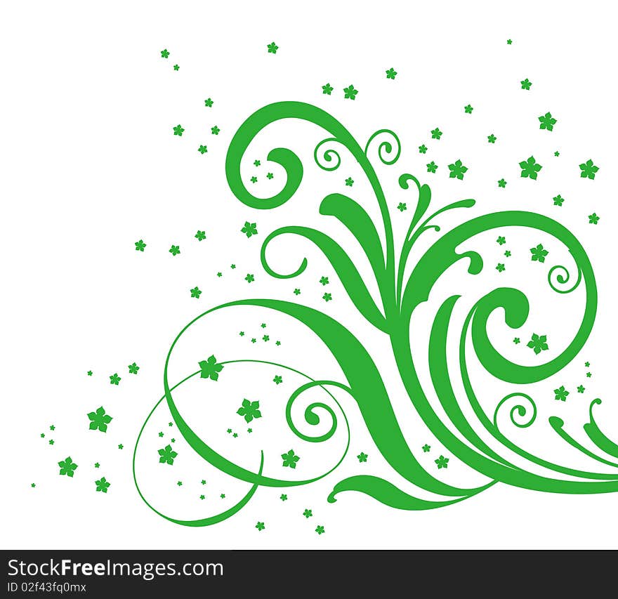 Illustration drawing of beautiful green vines pattern