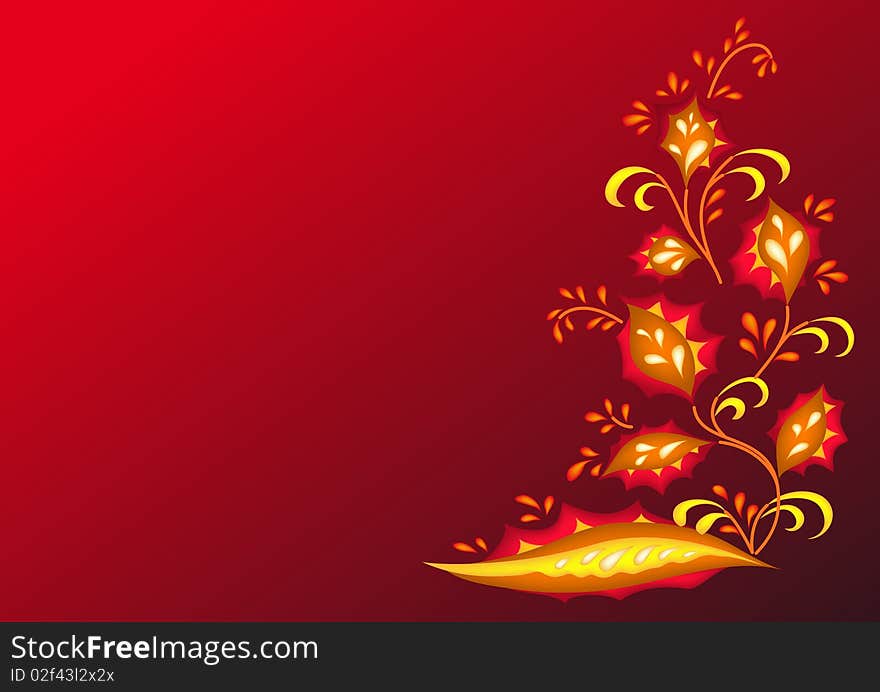 Background: The heated fiery flowers on a scarlet hot background