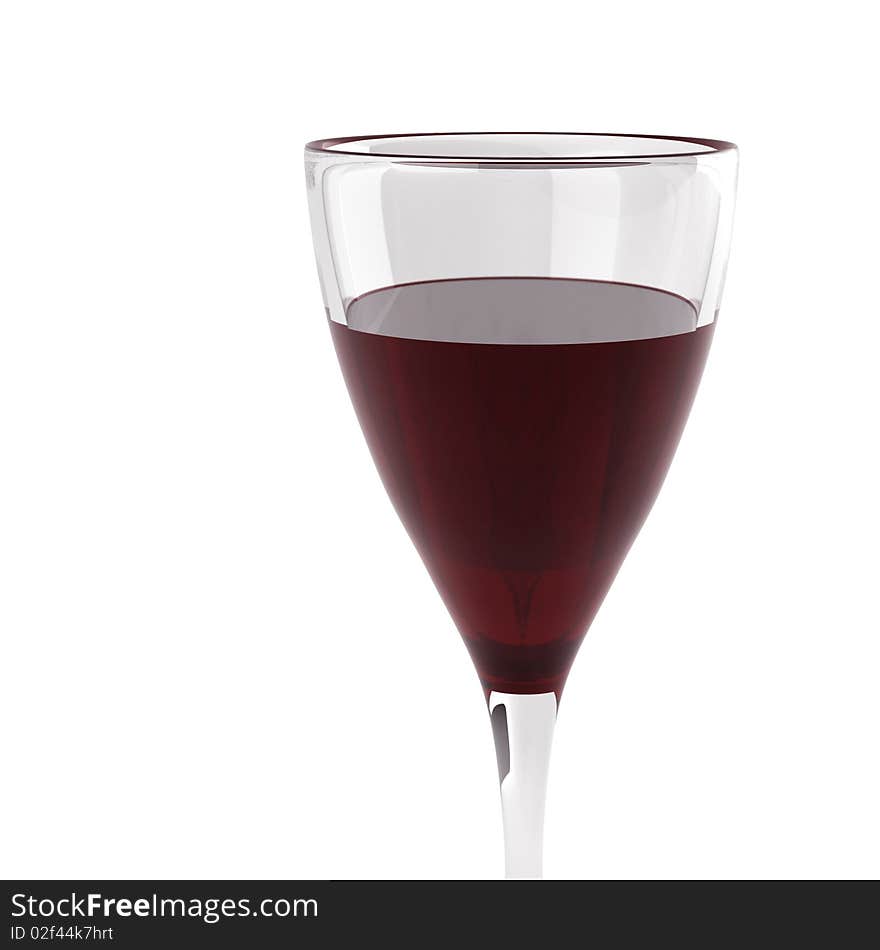 3d render of glass with wine on white