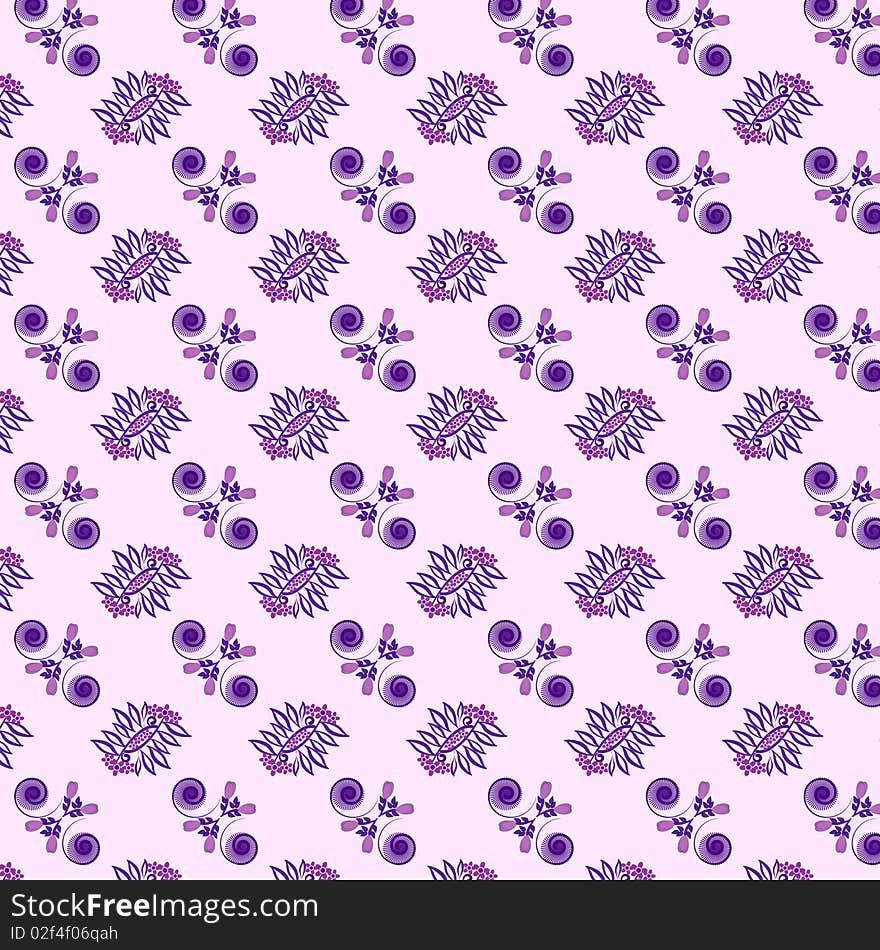 Seamless Floral Pattern On Purple Background