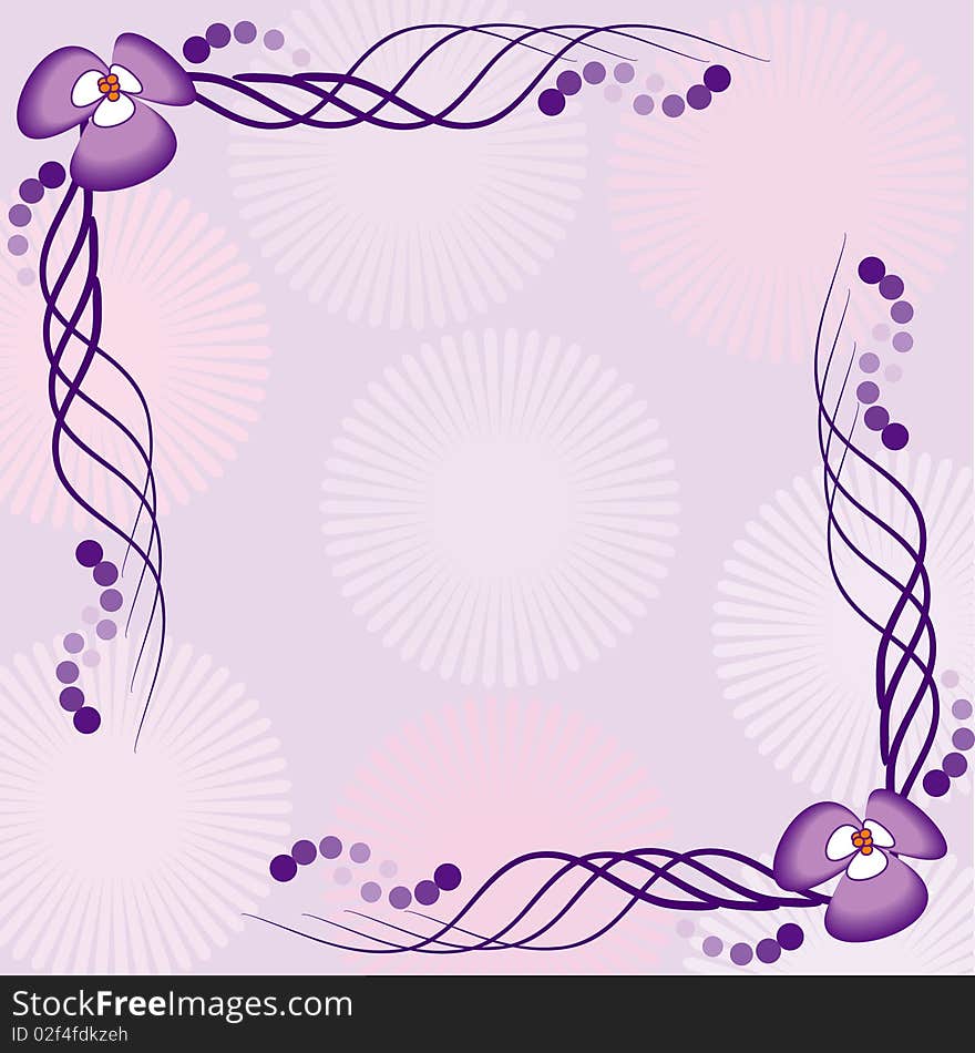 Decorative frame illustration with flowers in pink colors.