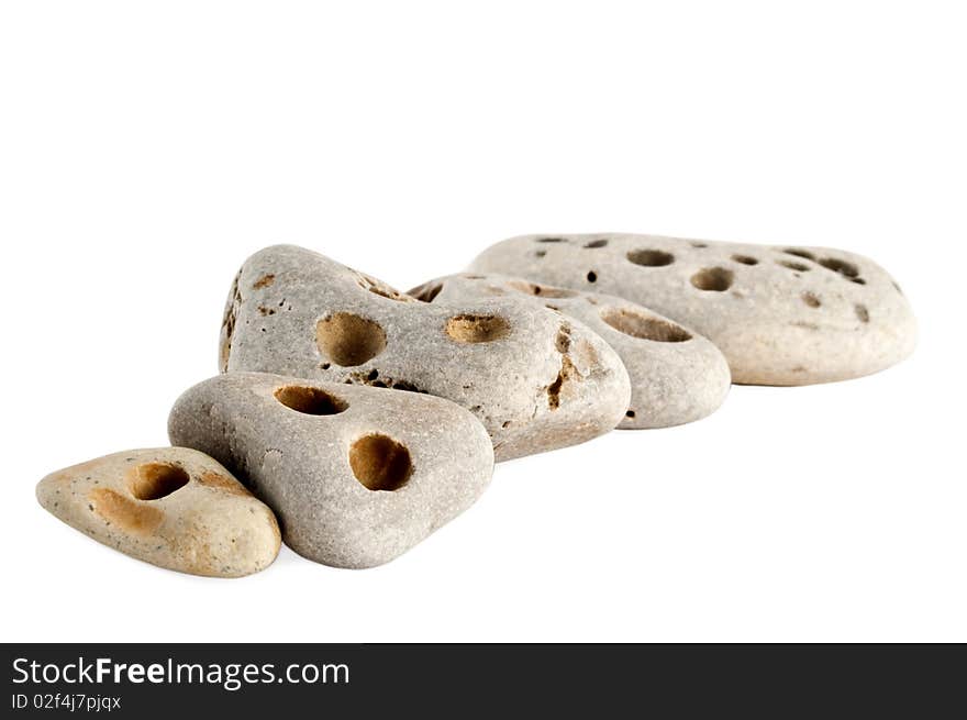 Sea stones isolated on white background